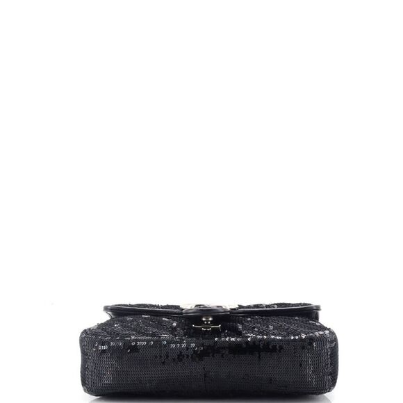 Gucci GG Marmont Flap Bag Diagonal Quilted Sequins Mini Black - Picture 4 of 6